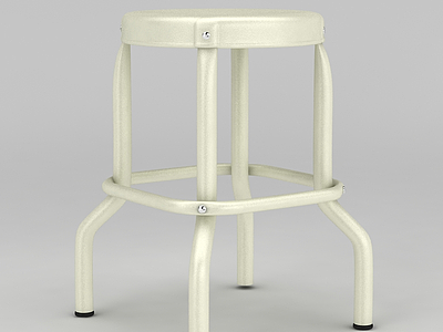 米白色创意金属凳子模型3d模型