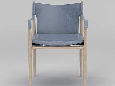 蓝灰色时尚实木椅子模型3d模型