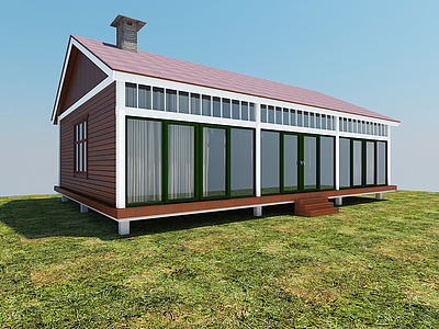 3d现代木屋别墅模型