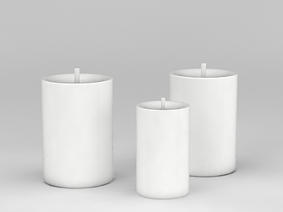 白色工艺蜡烛杯模型3d模型