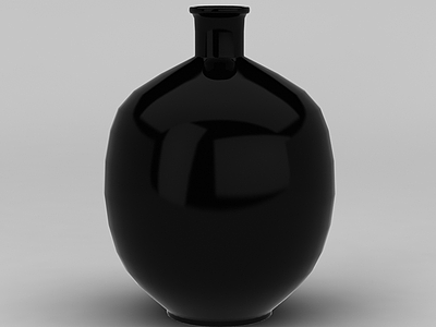 中式黑色小口大肚瓶瓷器摆件模型