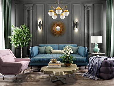现代时尚沙发茶几组合模型3d模型