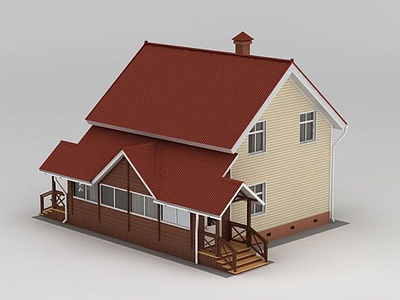 3d欧式漂亮木屋模型