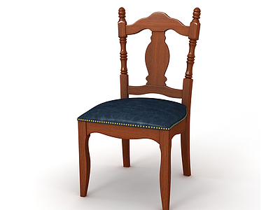 美式实木无扶手餐椅模型3d模型