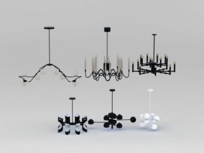 3d现代个性创意吊灯组合模型