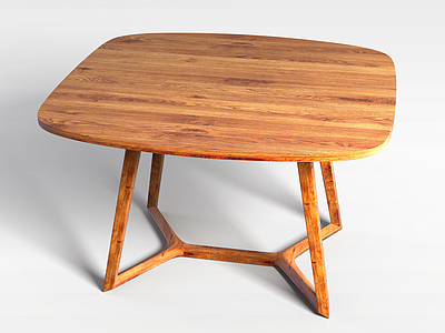 3d北欧简约实木餐桌模型