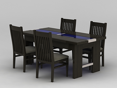 3d新中式餐厅桌椅模型