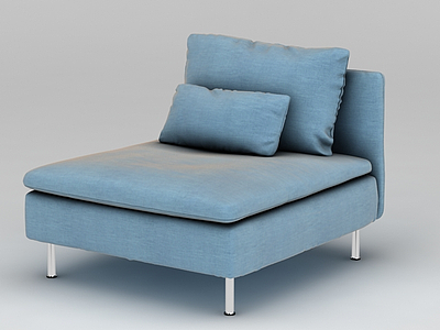3d北欧蓝色方形休闲沙发模型