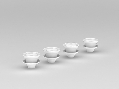 中式风格白瓷茶杯模型3d模型