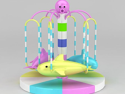 3d淘气堡旋转海豚游乐设施模型