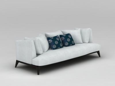 现代时尚灰色布艺长沙发模型