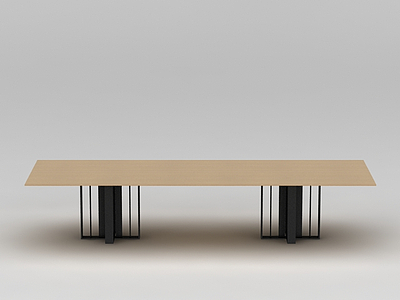 现代中式简约实木桌子模型