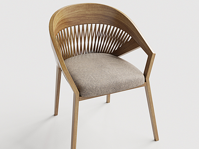 3d北欧风格实木休闲椅模型