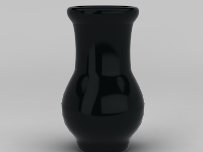 中式黑色陶瓷瓶摆件模型