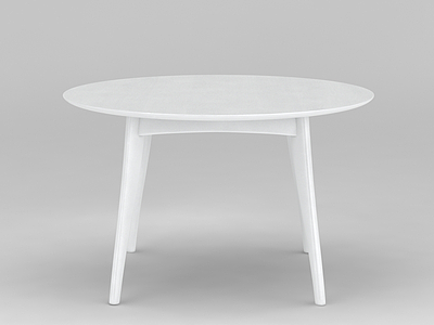 北欧白色实木圆餐桌模型