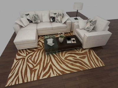 经典米白色沙发组合3d模型