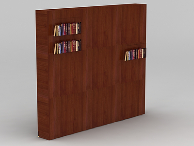 现代实木书柜书架模型3d模型