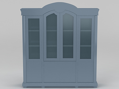 现代蓝色书柜书架模型3d模型
