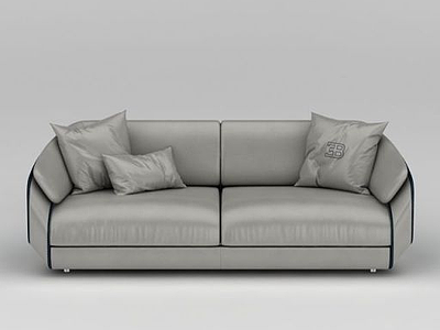 3d现代时尚灰色休闲双人沙发模型