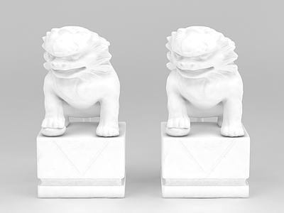 中式石雕饰品狮子雕塑模型3d模型