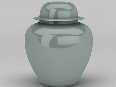 3d中式青色陶瓷罐模型