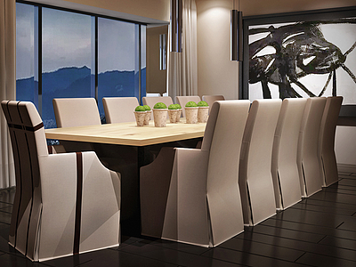 3d欧式餐桌餐椅组合模型