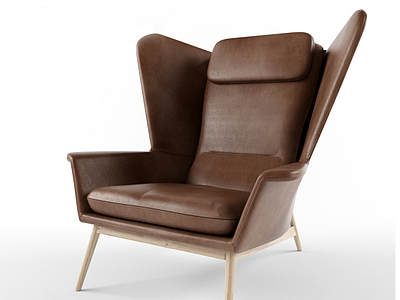 3d现代咖啡色皮质椅子模型