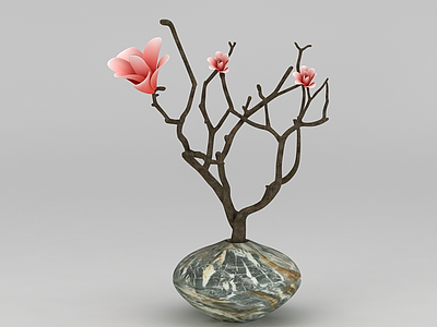 3d创意印花陶瓷花瓶摆件模型