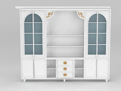 大型白色实木酒柜模型3d模型