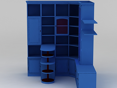 3d大型蓝色储物柜酒柜免费模型