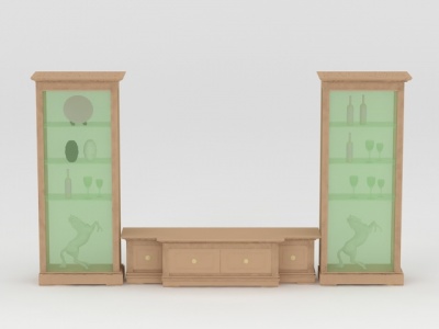 大型实木酒柜模型3d模型