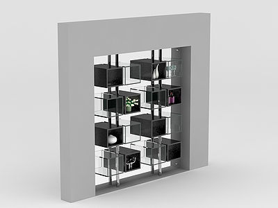 3d客厅隔断展示柜免费模型