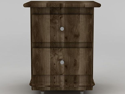 3d复古式实木床头柜模型