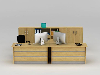 实木简约办公桌模型3d模型