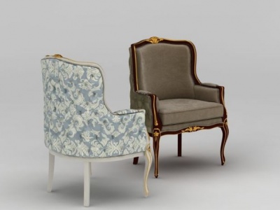 3d欧式软包布艺沙发椅模型