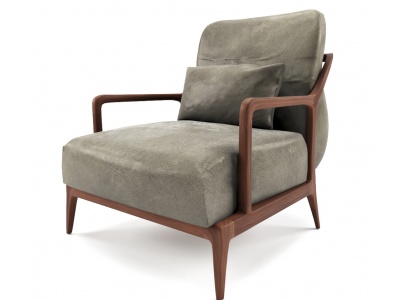 现代灰色布艺单人沙发椅模型3d模型