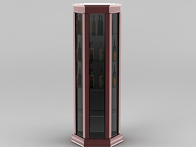 3d现代多边形实木酒柜模型