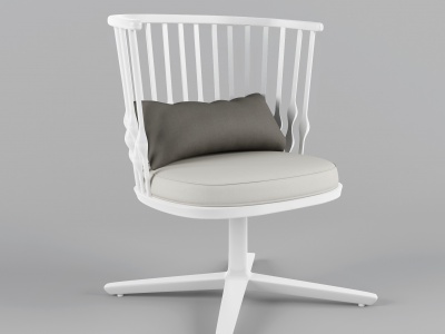 北欧白色实木休闲椅模型