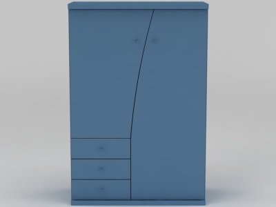 3d时尚蓝色衣柜衣橱模型