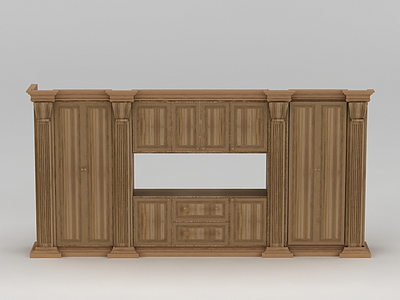 欧式实木衣柜衣橱模型3d模型