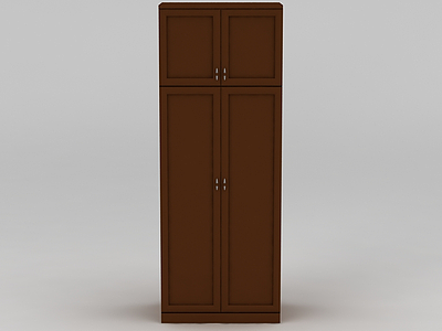 现代实木双开门衣柜衣橱模型3d模型