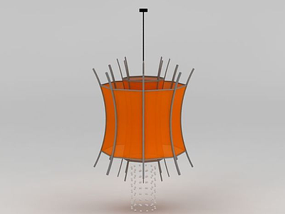 现代橙色吊灯3d模型