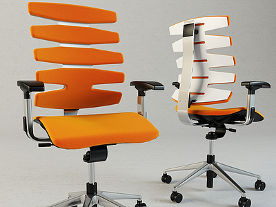 现代橙色办公椅3d模型