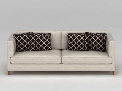 3d现代米白色布艺双人沙发模型