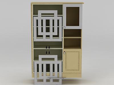 现代创意实木酒柜模型3d模型