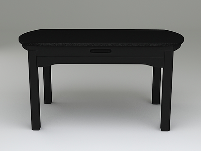 3d现代黑色实木餐桌模型