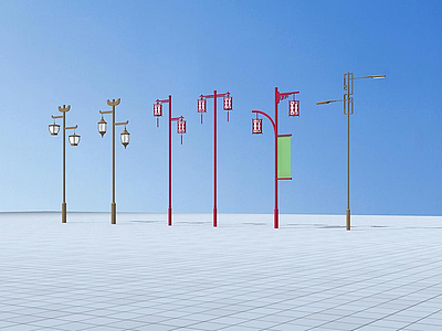 中式路灯模型