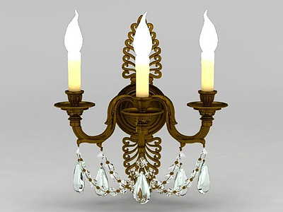 欧式金属雕花烛台壁灯模型