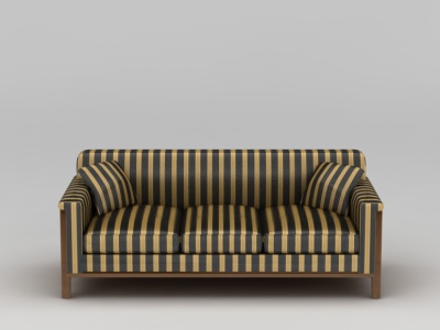 3d现代条纹布艺沙发模型