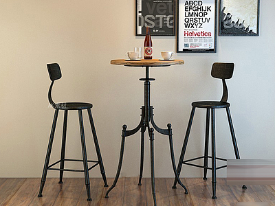 3dloft工业风桌椅套装模型